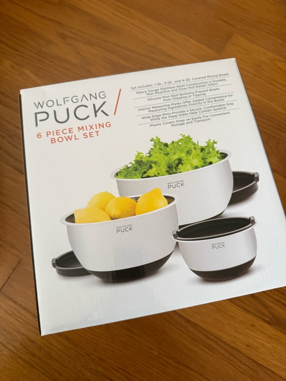 Wolfgang Puck White Lidded 6-Piece Mixing Bowl Set NEW